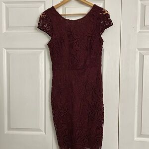 Lulu's Deep Burgundy Lace Dress
